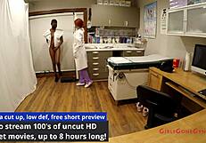 Soccer Star's Tanned Shaved Pussy Examined In Latex Nurse Gloves Fetish
