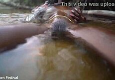 wanna see this skinny african babe tease her perky tits and wet slit splashing in the river?