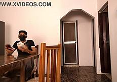 Pervy stepdad strokes hard spying stepdaughter's bathroom tease unaware