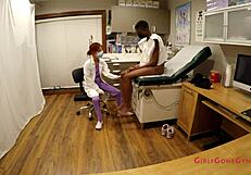 Soccer Star's Tanned Shaved Pussy Examined In Latex Nurse Gloves Fetish