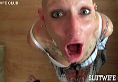 Skinny Slave Vilja Gags on Sloppy Deepthroat Facefuck Ending in Eye Cumshot