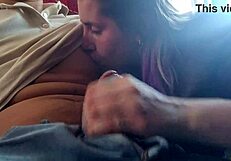 angry slut deepthroats stranger's cock on public bus