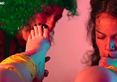 Latina goddess chokes him on her pussy but only after he worships her bare toes first