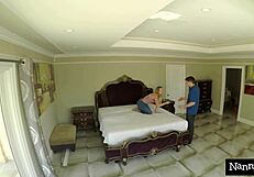 naughty nanny offers her wet mouth on boss's cock to save her job