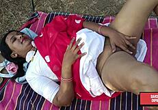 indian horny couple dives into passionate outdoor forest fuck