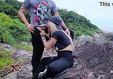 stepsis vacation beach blowjob deepthroats my monster cock sloppy