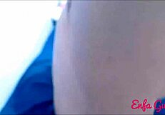 Hey, check out this fat slut stripping her blue panties for you right now