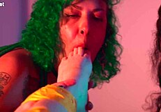 Latina goddess chokes him on her pussy but only after he worships her bare toes first