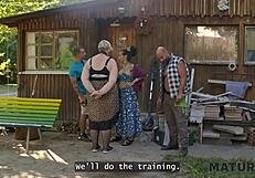 Weird Blonde Diana Drenched in Cum from Two Strangers on Huge Tits!