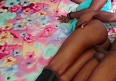 he bends her over bedroom bed rips clothes fucks dripping wet ebony pussy doggystyle while she phones her man