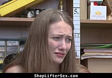 grandmother shoplifter bent over doggystyle fucked rough by office cop