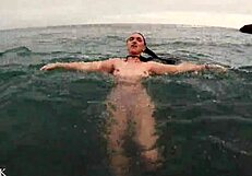 alice kink flashes her skinny body stripping micro bikini on public beach