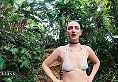 alice kink flashes her skinny body stripping micro bikini on public beach