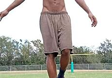 athletic brunette's good homemade dorm workout fitness session