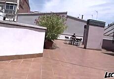 bruno pounds damaris' shaved pussy then fists her tight spanish asshole deep