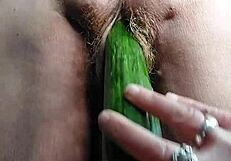 granny hairy pussy stuffed with cucumber slut