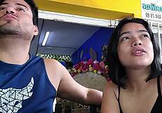 Petite brunette babe's post-party talk turns into hardcore bedroom fuck