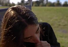 horny skinny teen sucked my cock swallowed cum on road trip pov