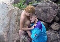 Petite African nudists rip clothes for wild beach tit striptease voyeur