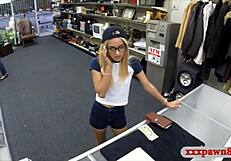 Tight Blonde Glasses Girl Pawns Twat on Big Cock