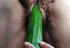 granny hairy pussy stuffed with cucumber slut