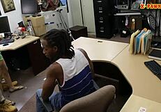 Black guy watches pawn man pound his girlfriend's wet pussy hard!