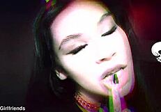 delilah dagger goth girlfriend in fishnets gets rough doggystyle blowjob deepthroat facial cumshot