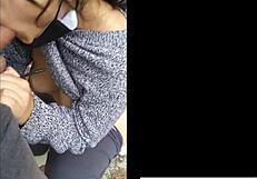 Amateur Brunette Sucking Cock Sloppy In Public Outdoors!