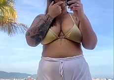 i didn't notice shorts hugging my big beach pussy