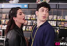 Milf sneaks wild shop connections cheating on hubby with voyeur thrills!