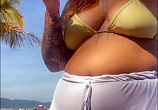 i didn't notice shorts hugging my big beach pussy