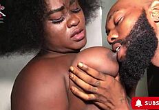 African BBW bends over for slim guy's long cock pounding her fat ass