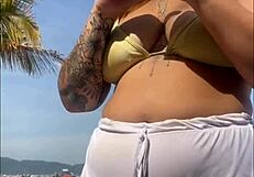 i didn't notice shorts hugging my big beach pussy