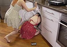 Friend And I Trap Redhead Student In Kitchen For Muscular Creampie Pound