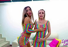 two skinny latina hotties compete in wild sex contest