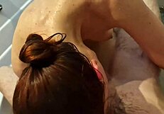 shaved her anus massaged it deep then she sucked my dick till cum splashed her face