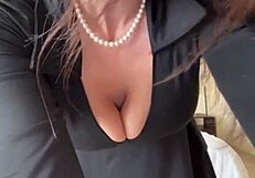 stepmom caresses big natural tits nipples sensually outdoor webcam