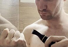 trimming my sweaty hairy armpits after gym for photoshoot