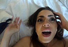 my brunette wife takes stranger cock deep for creampie finish