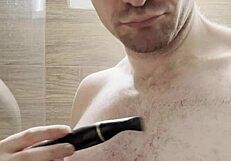 trimming my sweaty hairy armpits after gym for photoshoot