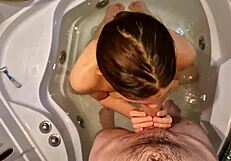 shaved her anus massaged it deep then she sucked my dick till cum splashed her face