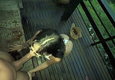 Nerdy Brazilian Latina Teases Pussy on Balcony Unseen?