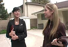 A Foxy Vixen Ties Man In BDSM Leather And Makes Him Cumshot