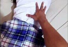 ayy my little pussy hurts... innocent mexican student gets creampied by neighbor daddy