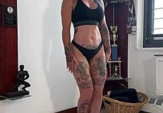 Fit bbc coach oils me up and i flex my pussy tits for camera!!
