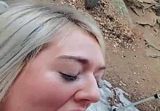 Public outdoor doggy fuck shocks with facial cum