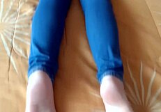 big ass in jeans i caress her she masturbates and i cum on her tits