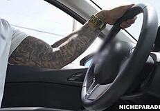 Random latina flashes her fat pussy at street cock jerk