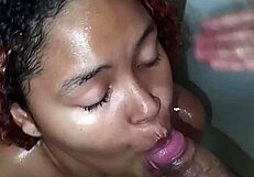 i watch this curvy brazilian couple passionately fuck in the bathroom ending with creamy mouth cumshot