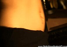 Exotic Indian brunette strips teasing with erotic dance moves